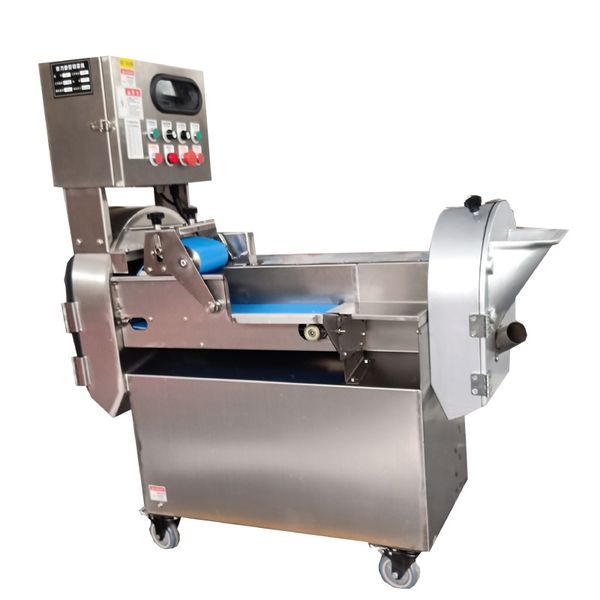Commercial vegetable slicing and dicing machine for leeks, celery, potatoes, eggplant, and onions