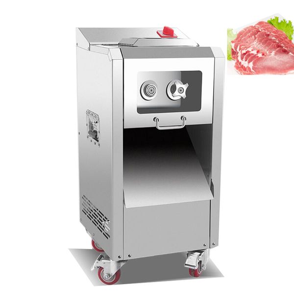 Commercial-grade 2200W stainless steel electric meat slicer for slicing, shredding, dicing, and mincing