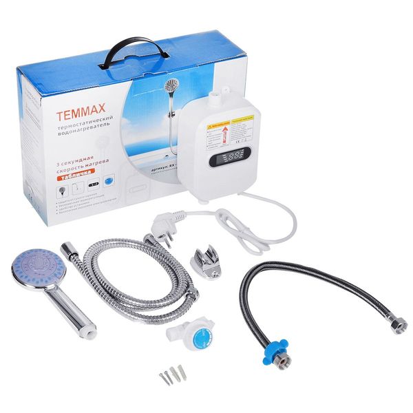 Compact 3500W 220V mini electric water heater for bathroom with LCD temperature display and shower head