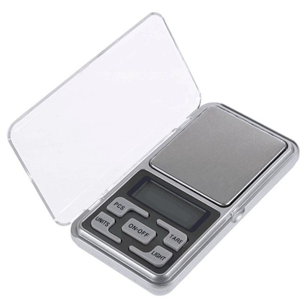 Compact digital kitchen scales for precise weighing of jewelry and small items, available in 200g/0.01g, 300g/0.01g, and 500g/0.1g capacities with LCD display