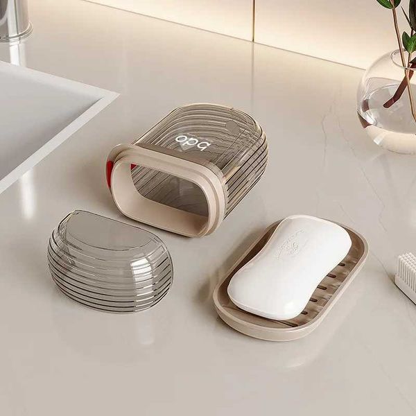 Compact travel soap case with lid for waterproof storage, ideal for outdoor activities like hiking and camping, also serves as a bathroom accessory