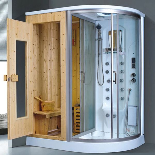 Computer-controlled combination sauna cabin with dry and wet steam shower enclosure, dimensions 1700x1100x2150mm
