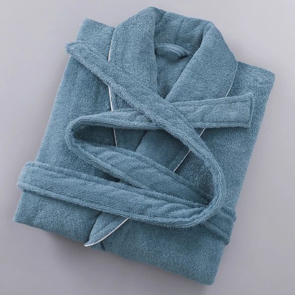 Couple's cozy terry bathrobe sleepwear with long sleeves, cotton towel nightgown for women, casual autumn winter home attire 241112