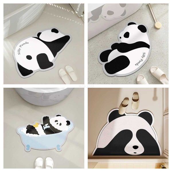 Cute, quick-drying panda bath mat with super absorbent and anti-slip features for bathroom, toilet, and home decor use