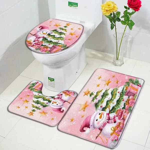 Cute Snowman Bath Mat Set Christmas Tree Gift Winter Pink Home Carpet Flannel Bathroom Decor Floor Carpet Toilet Lid M240829

Adorable snowman bath mat collection featuring festive Christmas tree d...