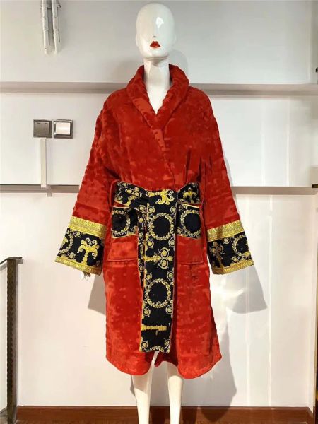 Designer black long-sleeve pajama robe with letter embossing, perfect for women's autumn/winter homewear in cozy cotton