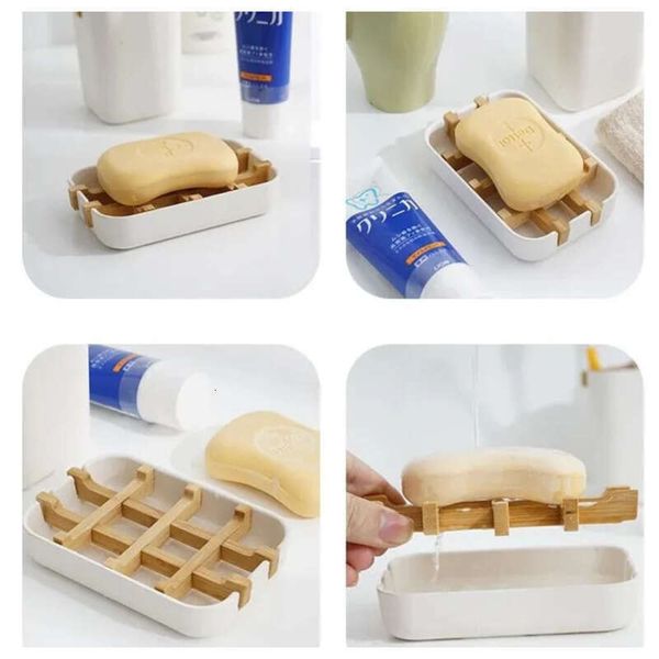 DHL UPS Dishes Creative Modern Simple Bathroom Anti Slip Bamboo Fiber Soap Dish Tray Holder 13.2X8.5X2.5Cm Fy5436 0915