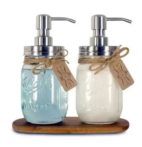 DIY 480ML stainless steel hand soap dispenser with mason jar design, available in polished, chrome, ORB, or golden finish, model FY5604 t1011