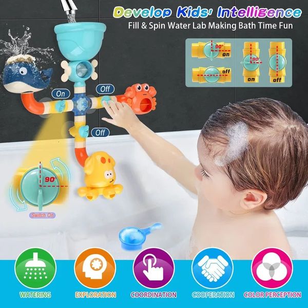 DIY bath pipes and tubes for kids' water play and spray fun during bath time, perfect as birthday or gift ideas