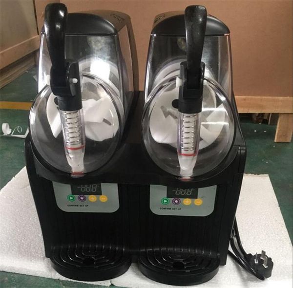 Double tank 2.5L commercial slush machine with 300W power for ice cream, smoothies, and granita