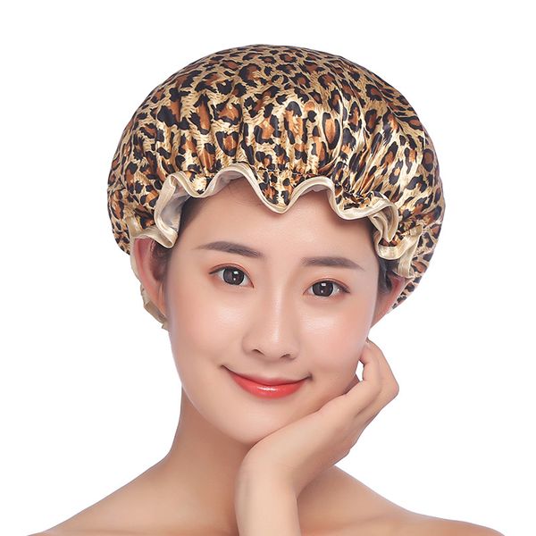Double waterproof shower cap for makeup and shampoo, stylish solid colors with fine craftsmanship