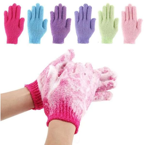 Double-sided exfoliating glove for shower and body massage, removing dead skin cells while washing and moisturizing