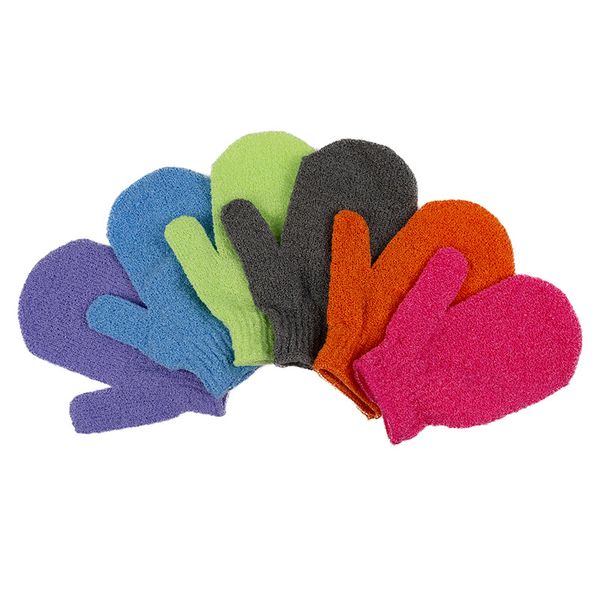 Dual-texture exfoliating bath gloves for deep skin cleansing and dead cell removal during shower massage