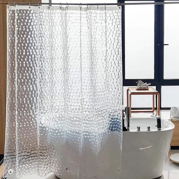 Durable clear PEVA shower liner with 3 weighted magnets, waterproof design