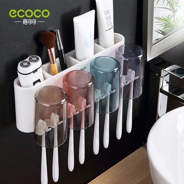 Ecoco bathroom toothbrush organizer with wall-mounted electric holder for home accessories kit
