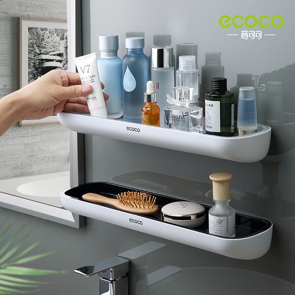 ECOCO wall-mounted bathroom shelf organizer with towel bar for shower storage