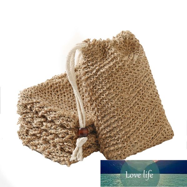 Eco-friendly soap saver bag with sisal gloves for exfoliating and foaming shower use