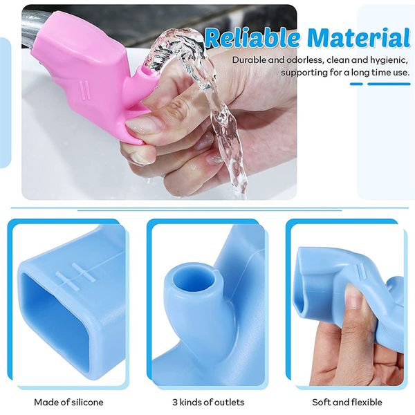 Elastic adjustable faucet extender for kitchen and bathroom sinks, ideal for hand washing and oral hygiene tasks