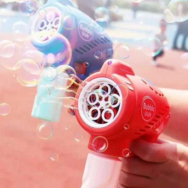 Electric bubble blower with flashing lights for fun parent-child bath time play