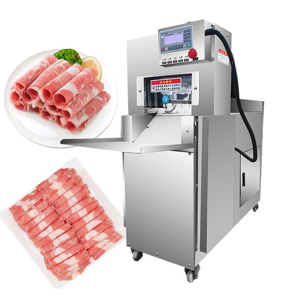 Electric meat slicer with 0-50mm thickness adjustment for cutting mutton, beef, and fat rolls