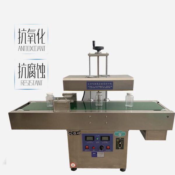 Electromagnetic induction sealing machine for aluminum foil on glass and plastic bottles