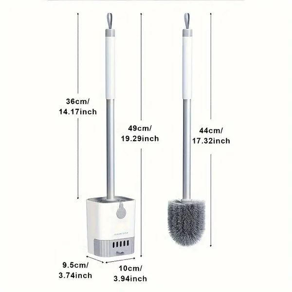 Ergonomic Flexible Toilet Bowl Brush with Standing Rack Effective No-Dead-Corner Cleansing Tool