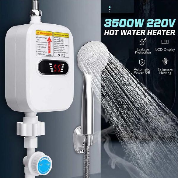 EU Plug Digital Display 3500W Instant Water Heater for Shower and Bathroom Faucet in Homes and Hotels