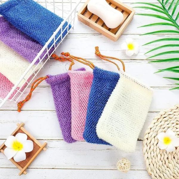 Exfoliating mesh pouch for shower scrubbers, organic loofah bath bags and spa foam pockets