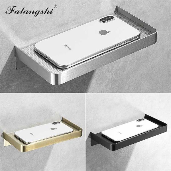 Falangshi stainless steel shower shelf for phone storage, wall-mounted bathroom rack WB8015