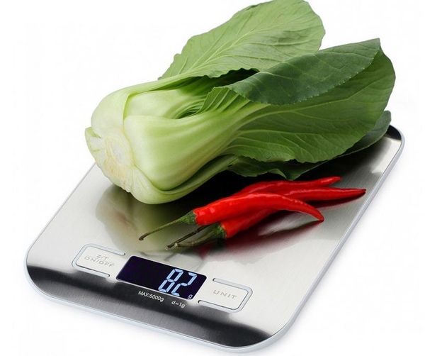 Fashionable stainless steel kitchen scale with LED display for precise cooking measurements