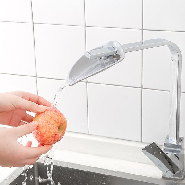 Faucet extender for water conservation, aids kids in handwashing, suitable for bathroom and kitchen sinks
