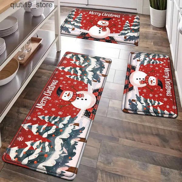 Festive kitchen floor mats for Christmas and Halloween, washable carpets suitable for living room, bedroom, and home entrance decor