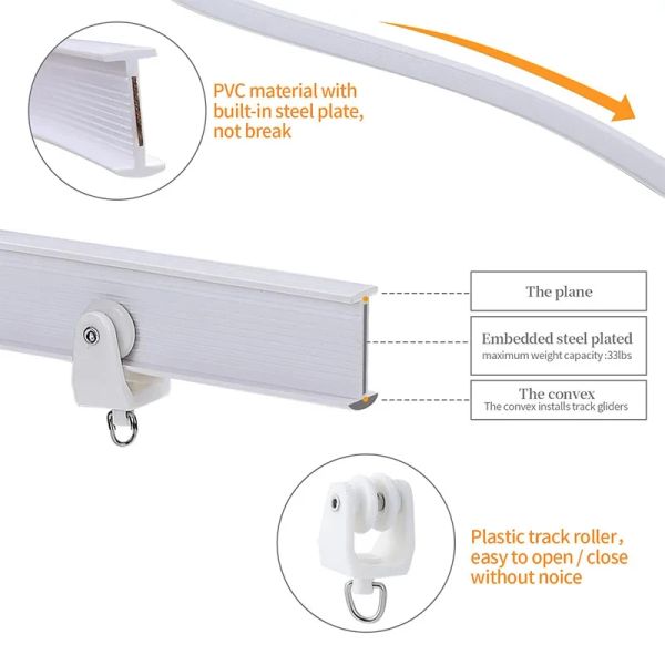 Flexible and quiet curtain track for bedrooms, balconies, bathrooms, and room dividers, ideal for home window decor
