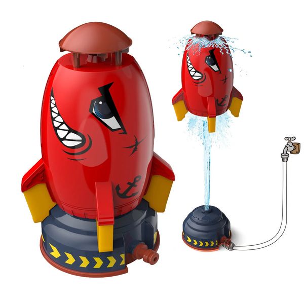 Flying JET Rocket Fountain Sprinkler Splashing Water Toy for Kids 360 Degree Rotating Outdoor Pool Party Childrens Summer Toy 250103