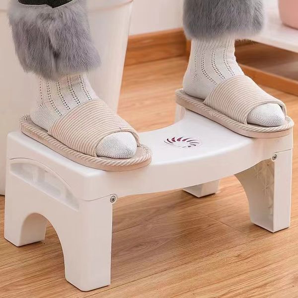 Folding non-slip plastic bathroom stool for seniors and pregnant women, sturdy and raised for comfort