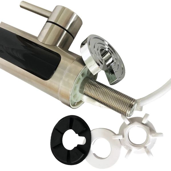 Free shipping tankless water heater faucet with temperature display, 220V instant hot water tap for kitchen and bathroom in stainless steel