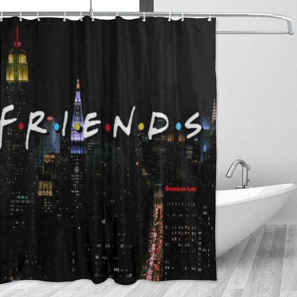 Friends TV Show-themed waterproof polyester shower curtain with hooks for bathroom decor