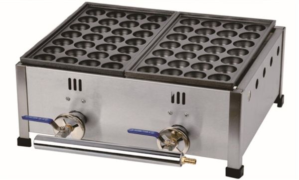 Gas-powered Japanese takoyaki grill with dual non-stick plates for food trucks