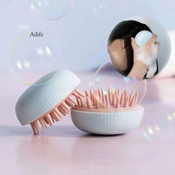 Gentle scalp massaging shampoo brush for safe hair cleaning during travel or bath