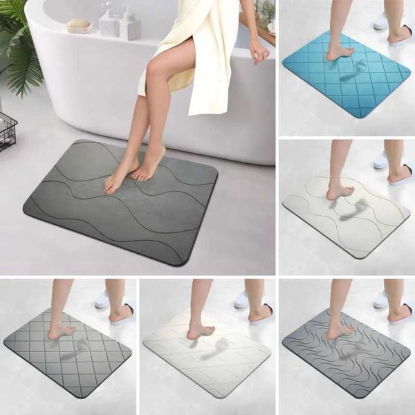 Geometric non-slip super absorbent diatomite bath mat for quick drying and easy cleaning in shower rooms