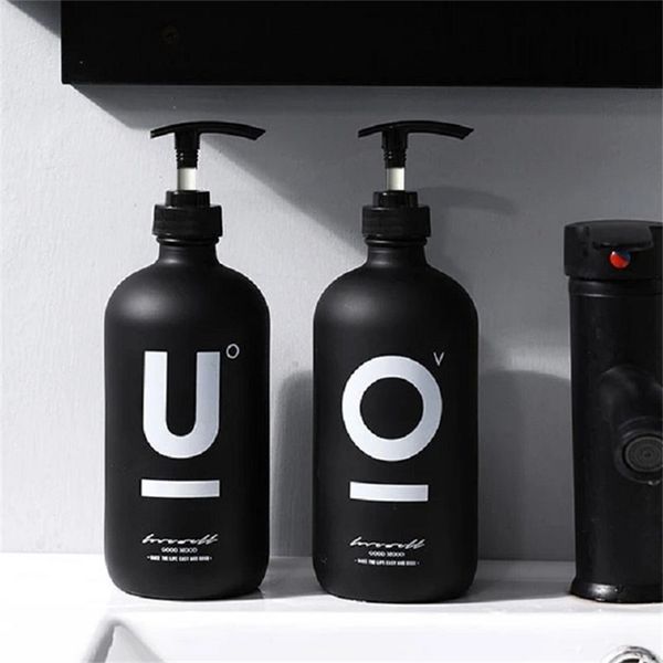 Glass shampoo bottle with pump dispenser for travel and bathroom use
