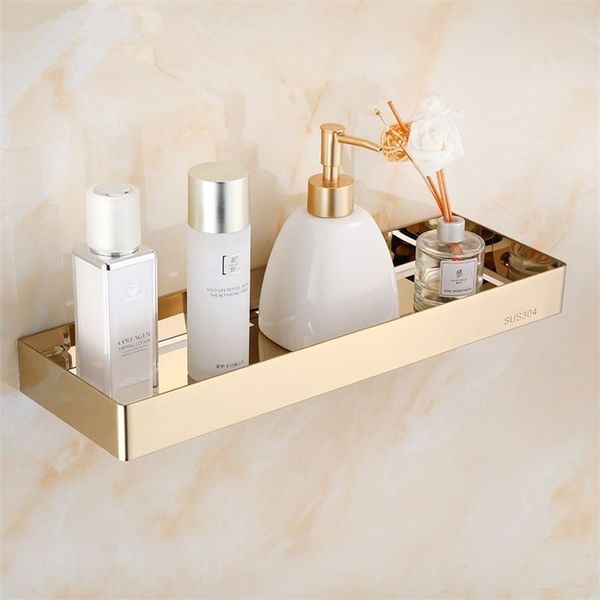 Gold stainless steel bathroom corner shelf for shower storage, no nails needed, black organizer
