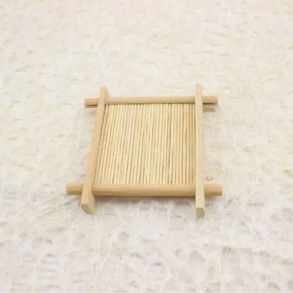 Green bamboo soap dish with square shape for bath essentials