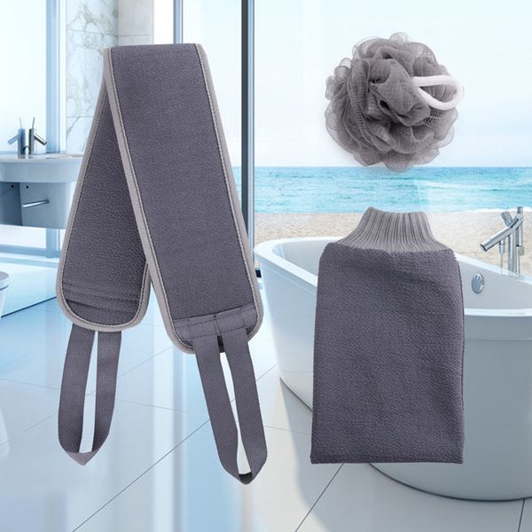 Grey thickened double-sided washcloth with a back bath towel