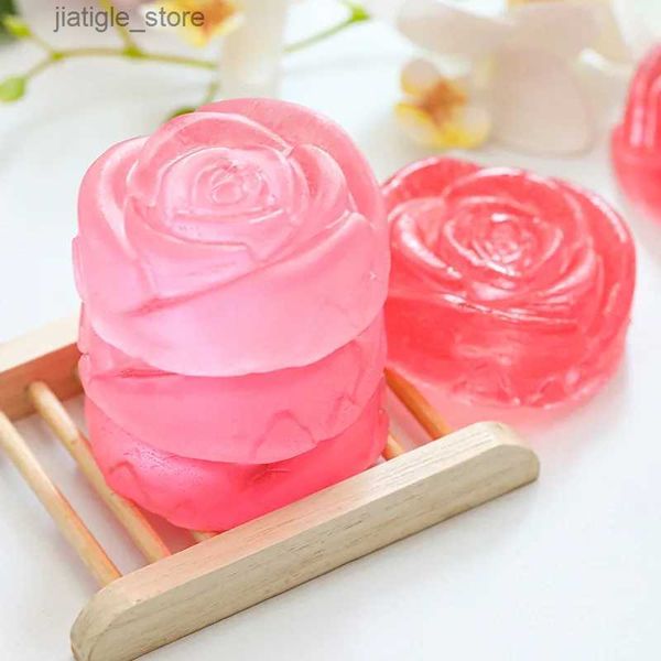 Handcrafted rose essential oil soap for facial and body cleansing
