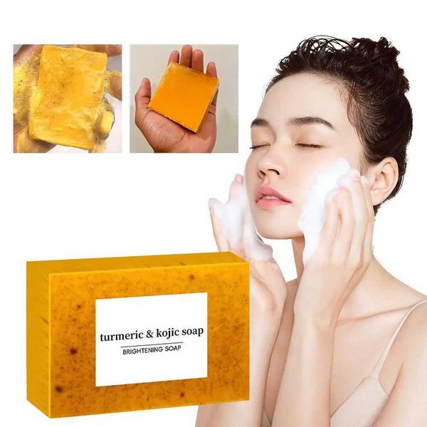 Handmade Turmeric Curcumin Soap for dark spot reduction, acne treatment, and even skin tone, providing deep cleansing and smooth skin hydration