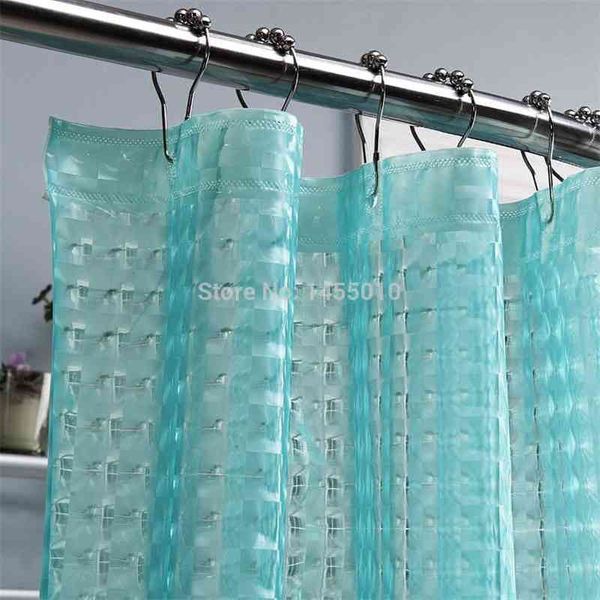 Happy Tree PEVA 3D Translucent Waterproof Shower Curtain, Thick Plastic Bathroom Liner with Water Cube Design