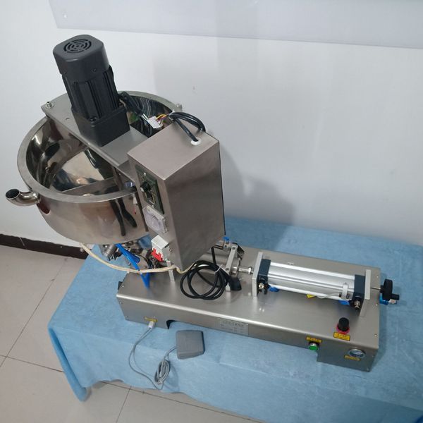 Heating mixing type filling machine for tomato sauce, peanut butter, cream, chili sauce, and olive oil with single head operation