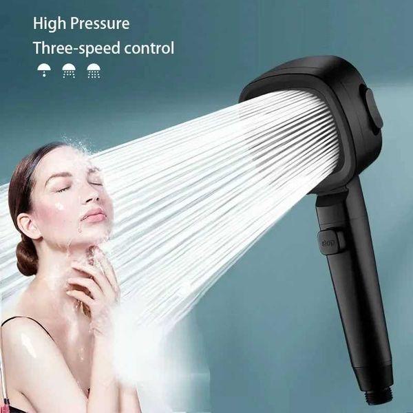 High pressure 3-mode adjustable shower head with one-touch water stop and massage spray