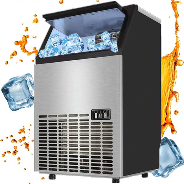 High-capacity commercial ice maker for milk tea shops with air-cooled automatic cube ice production